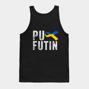 Puck Futin Ukraine Ribbon Stand With Ukraine Support Ukraine Tank Top